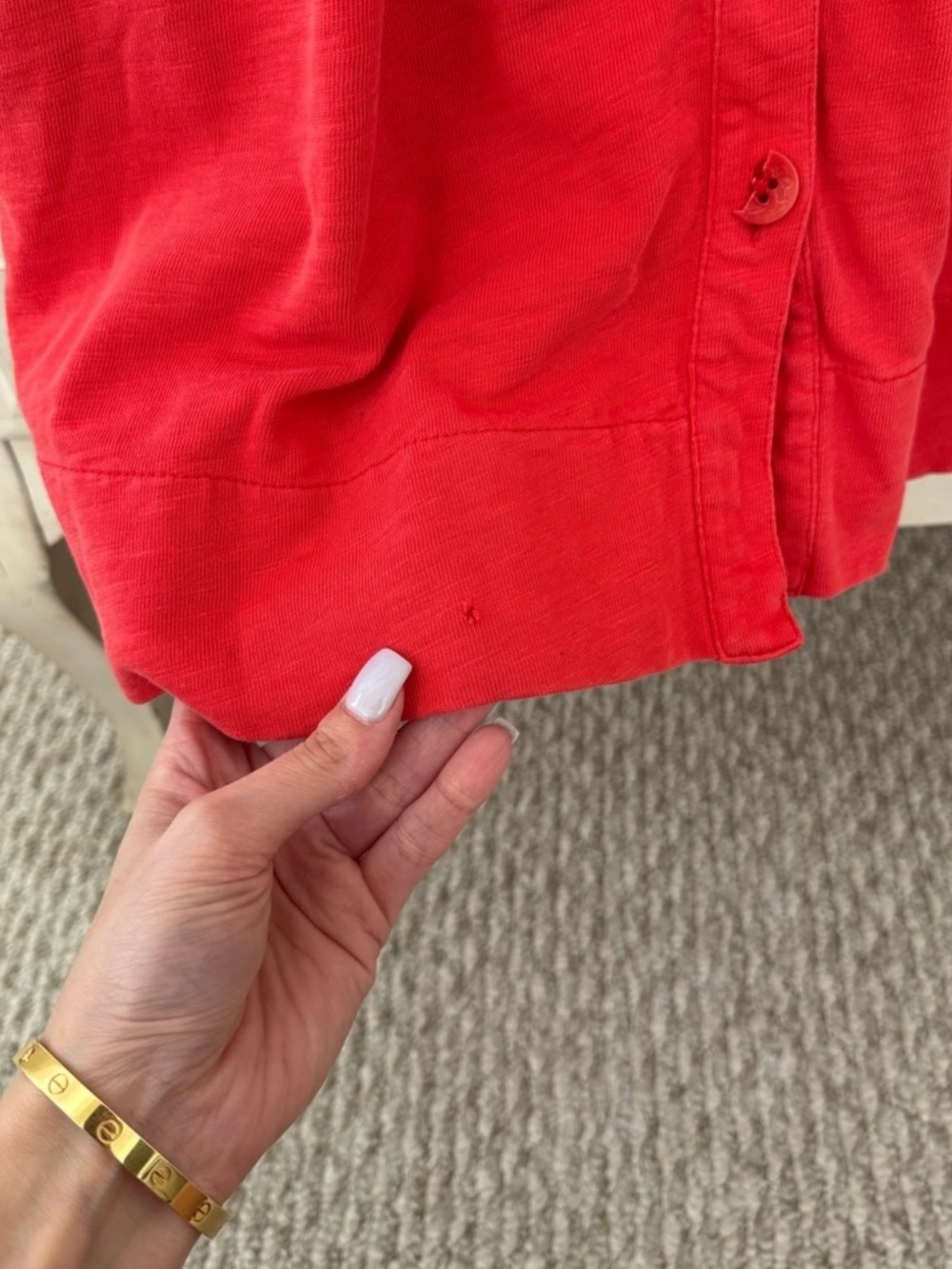 J. Crew Red Cotton Boho Button Dress - Picture 6 of 7